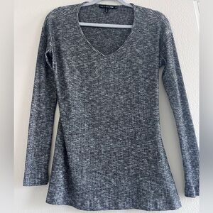 Rag & Bone  Heather Gray Ribbed V-Neck Long Sleeve Top Size S